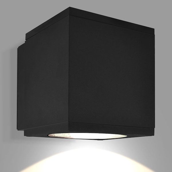 Luxrite Outdoor LED Up or Down Cube Wall Light Black 3CCT 3000K-5000K 15W Aluminum IP65 Waterproof ETL LR40346-1PK - main